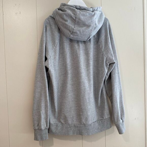 Gymshark Gray Fleece Lined Pullover Hoodie | Athletic Logo Sweatshirt Size M - Picture 2 of 6